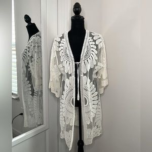 Embroidered Mesh Cover Up